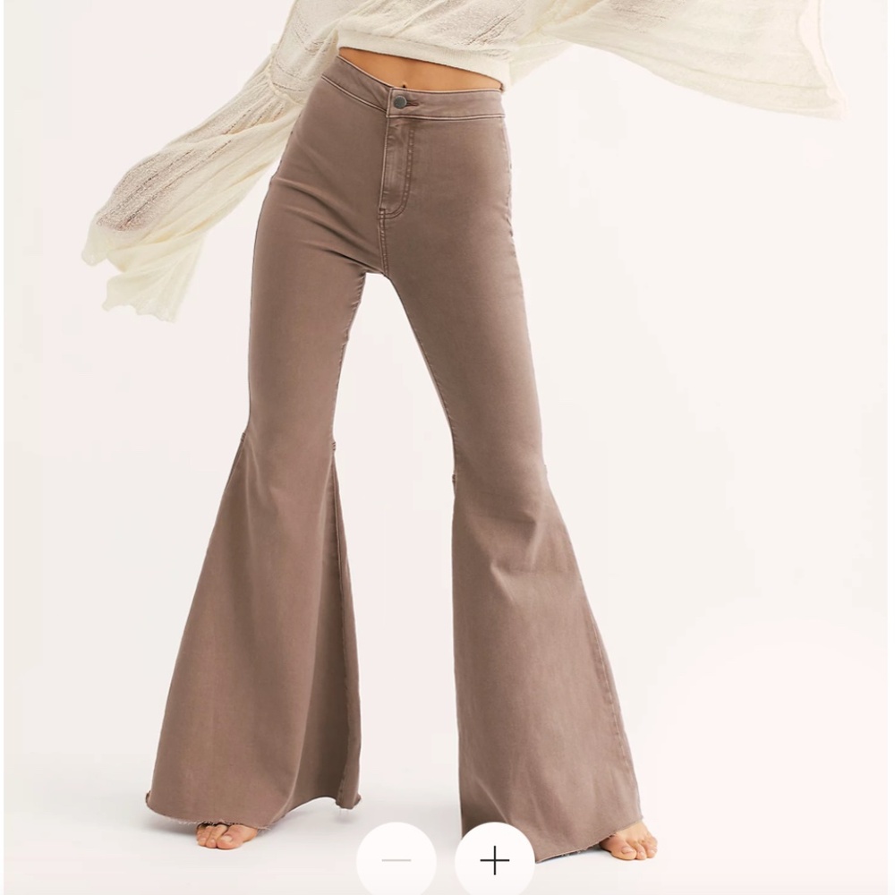 Free People High-Rise Flare Jeans in Taupe